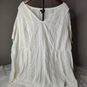 Torrid Ivory White Boho Flutter Sleeve Blouse Top Crochet‎ Lace Plus Size 5